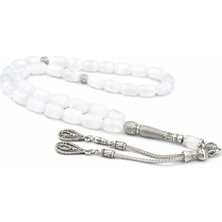 Murty99 Gümüş Kaplama Püsküllü Kapsül Kesim Günlük Boy Selenit Taşı Tesbih