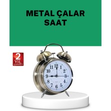 Gümüş Renkli Sessiz Işıklı Dekoratif Masa Üstü Çalar Saat Alarmlı