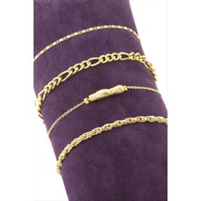 Bijuteri Net 4 Adet Silindir Zincir Bileklik