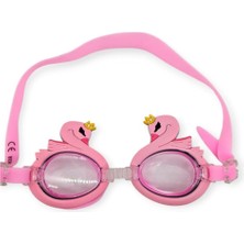 Lokiboo Çocuk Yüzücü Gözlüğü Silikon Taşıma Çantalı Pembe Kuğu - 9014 (Lisinya)