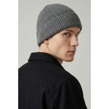 Allunique Unisex Gri Yün Kaşmir Karışımlı Bere