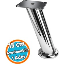 Nzb (15 Cm) Tablalı Dereceli Ayarlanabilir Krom Metal Baza Tv Ünitesi Koltuk Mobilya Ayağı (+2cm)