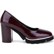 Tamer Tanca Kadın Hakiki Deri Bordo Rugan Topuklu Ayakkabı 1081 1700 Bn Ayk SK25-26 Bordo Rgn