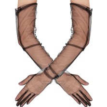 Lokiboo Uzun Boy Likralı Siyah Renk Yetişkin Mega Tül Eldiven 53 cm - Lisinya