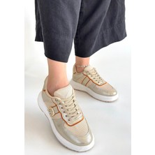 Lokiboo Tanwe Bej Cilt Bağcıklı Spor Ayakkabı - Lisinya