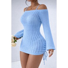 Nilza Örme Pamuk Uzun Kollu Pareo Plaj Elbisesi Kimono Kaftan