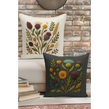 Bertille Home Çift Tarafı Dijital Baskılı  4'lü Kırlent Kılıfı Seti (Panç /punch Nakış Desen Görünümlü)