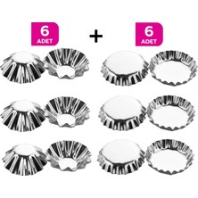 Zuzu Made 6 Adet Mini + 6 Adet Büyük Tartolet Muffin Kek Cupcake Kurabiye Tart Kalıbı Metal 12 Parça Set