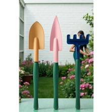 Butik Premium 3’lü Hobi Bahçe Seti – Renkli Metal El Küreği ve Tırmık Takımı – Garden Pro Edition