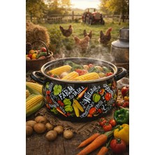 Farm Emaye Tencere 6 Litre 26 cm Çap Süt Yoğurt Reçel Tenceresi