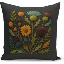 Bertille Home Çift Tarafı Dijital Baskılı Kırlent Kılıfı (Panç /punch Nakış Desen Görünümlü)