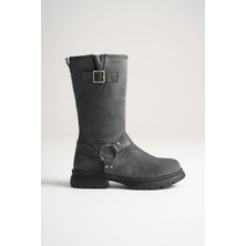 Analin Shoes Kadın Hakiki Deri Aksesuar Detaylı Binici Çizme