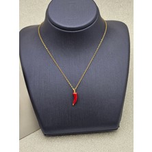 Mosso Steel Biber Figürlü Çelik Kolye Kırmızı Gold Renk