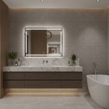 Aypars Atölye Linea Geometrik LED Işıklı Dikdörtgen Ayna – Modern Lüks Banyo ve Duvar Aynası