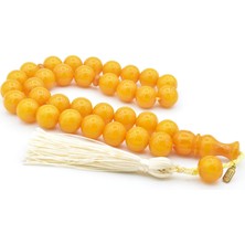 Murty99 Hakkı Usta Imzalı Küre Kesim Dev Boy Hareli Sarı Sıkma Kehribar Tesbih