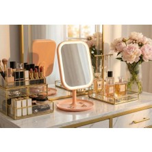 Geseus Dokunmatik LED Işıklı USB Şarjlı Makyaj Aynası Kare Pembe Gün Işığı ve Beyaz Işık ÖZELLIĞI-SM8036