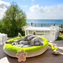 Braventa Collection Lüks Kedi ve Köpek Yatağı Kuyruklu Gri Yeşil