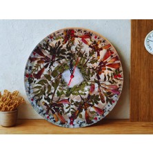 Epoksiresinart Epoksi Kurutulmuş Çiçek Tasarımlı Duvar Saati