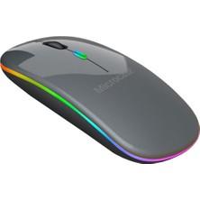 Braventa Collection Microcase 1600 Dpı Şarj Edilebilir 2.4 Ghz Rgb Işık Çift Modlu Bluetooth Mouse - AL2767 Gri