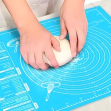 Braventa Collection Mavi Silikon Hamur Açma Matı, 40X50 Cm, Ölçülü, Kaydırmaz, Yapışmaz