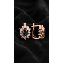 Roza Silver 925 Ayar Gümüş Safir Taşlı Rose Oval Çocuk Küpesi