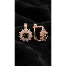 Roza Silver 925 Ayar Gümüş Oniks Taşlı Rose Yuvarlak Çocuk Küpesi