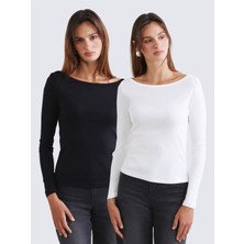 Soulife Kayık Yaka Kadın Tişört 2'li