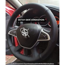 İskender Oto Aksesuar Direksiyon Kılıfı Dacia  Duster Yeni - Dokker 2018  -  2024 Sport Siyah Model KENDİ DERİSİ SÖKÜLMEDEN YAPILIR Detay Deri Direksiyon