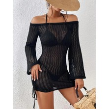 Nilza Örme Pamuk Uzun Kollu Pareo Plaj Elbisesi Kimono Kaftan