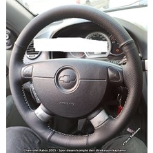 İskender Oto Aksesuar Direksiyon Kılıfı Chevrolet Kalos SE-SX paket Sport Siyah Dikiş KENDİ DERİSİ SÖKÜLMEDEN YAPILIR Detay deri direksiyon