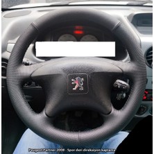İskender Oto Aksesuar Direksiyon Kılıfı Peugeot Partner 2006 - 2008 Sport Siyah Detay Deri Direksiyon