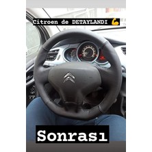 İskender Oto Aksesuar Direksiyon Kılıfı Citroen C3 2012 - 2015 Sport Siyah Dikişli Detay Deri Direksiyon