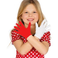 Senson Gösteriler Için 1 Çift Kırmızı Beyaz Pandomim Eldiveni Çocuk Boy - Lisinya