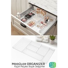 Sbusshop 6 Parça Modüler Kristal Çekmece Düzenleyici Seti - Lüks Makyaj Takı ve Ofis Or - SB001M-48SEA