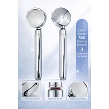 Ahlez 360 Derece Döner Tazyikli Paslanmaz 3 Fonksiyonlu Krom Duş Başlığı