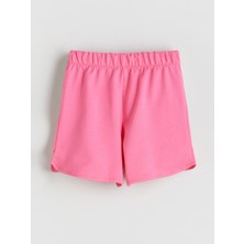 Lc Waikiki Kız Bebek Şort %100 Pamuklu Pembe Lastikli Düz Desenli Rahat Kesim