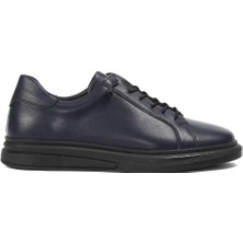 Celal Gültekin Erkek Lacivert Bağcıklı Deri Sneaker