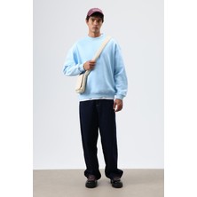 Vamos Basic Oversize Yıkamalı Sweatshirt Turkuaz