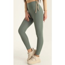 Tayt Yeşil Renk Şardonsuz Kumaş Tayt