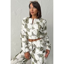 AURA 7 Collection Kadın Çiçek Kabartmalı Romy Dokulu Trend Ceket Pantolon Takım