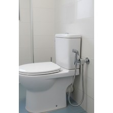 Krom Kaplama Tabancalı Taharet Musluğu Seti | Spiralli Paslanmaz Çelik Hortum Taharetmatik