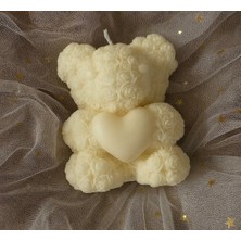 Equinox Romantik Ayıcık Mum–kalpli Dekoratif Kokulu| El Yapımı Rose Bear Candle | Hediye & Dekor