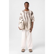 Vamos Yıkamalı Oversize Triko Tişört Kahve