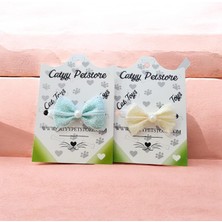 Catyy Petstore Bebek Mavisi ve Krem Renk 2'li Kedi Papyonu