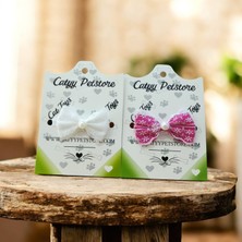 Catyy Petstore Beyaz ve Pembe Renk 2'li Kedi Papyonu