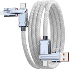 Braventa Collection [4'ü 1 Arada] 60W Hızlı Şarj Kablosu Çoklu Örgü Kopma Karşıtı Type C ve Lightning Cihazlar Ile Uyuml