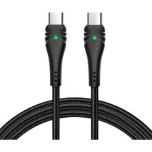 Braventa Collection Mc Dodo Type-C To Type-C Pd Qc4.0 Ledli Örgü Kablo 2m 3A Siyah