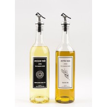 Braventa Collection Jenisa 2'li 750 ml Akıtmaz Şeffaf Zeytinyağı Sıvıyağ Şişesi Cam Yağdanlık Akıtıcılı Yağlık 750ML