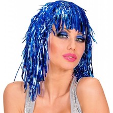 Değirmen Grup Mavi Işıltılı Metalize Parti Peruğu - Lisinya
