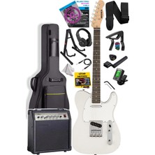 Braventa Collection TLX-50WH-30AMP Tele Kasa Gül Klavye 2 Single-Coil 30W Amfili Elektro Gitar
